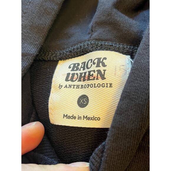 ANTHROPOLOGIE Alpine Back When Hoodie Sweatshirt Black Cotton Retro-chic XS EUC - Picture 4 of 8